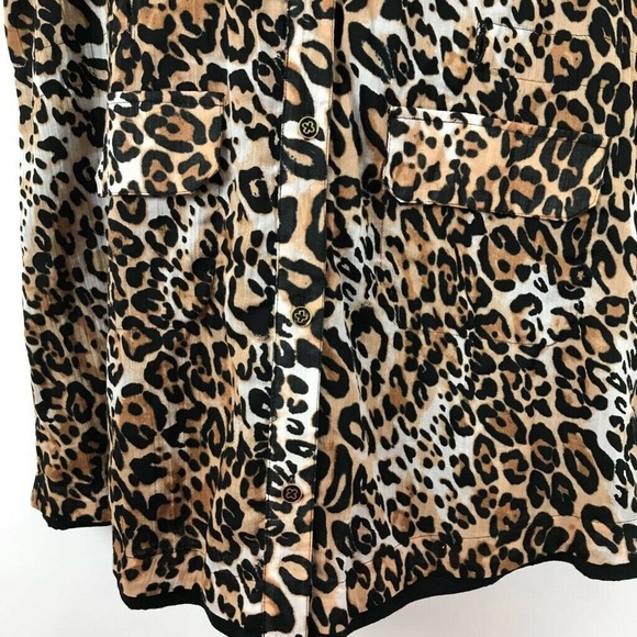 Robertson Shirt Dress Brown Leopard Print Sz L - Picture 4 of 8